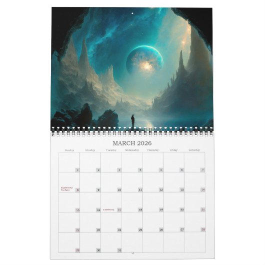 2026 Andere werelden Science Fiction Art Kalender (Mar 2026)