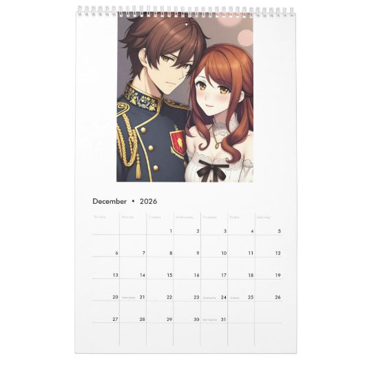 2026 Anime Calendar (Images created by Grok) Kalender (Dec 2026)