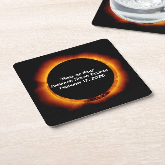 2026 Annular Ring of Fire Solar Eclipse Kartonnen Onderzetters (Schuin)