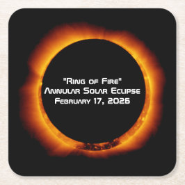 2026 Annular Ring of Fire Solar Eclipse Kartonnen Onderzetters