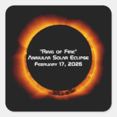 2026 Annular Ring of Fire Solar Eclipse Vierkante Sticker (Voorkant)