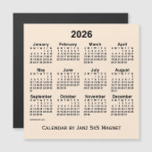 2026 Antiek witte kalender van Janz 5x5 Magnet (Voorkant / Achterkant)