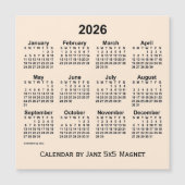 2026 Antiek witte kalender van Janz 5x5 Magnet (Voorkant)