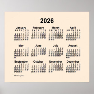 2026 Antieke Witte Kalender van Janz Print