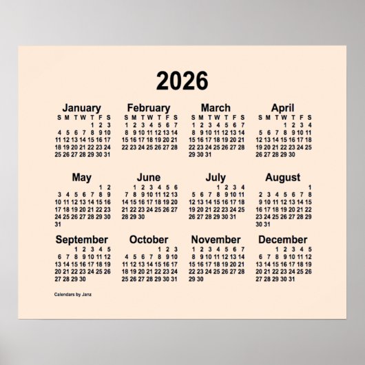 2026 Antieke Witte Kalender van Janz Print (Voorkant)