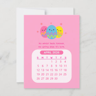 2026 April Maandelijkse Kawaii Motiverende Kalende Briefkaart