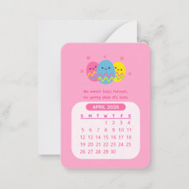 2026 April Maandelijkse Kawaii Motiverende Kalende Notitiekaartje
