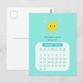 2026 Augustus Maandelijkse Kawaii Motivatie Kalend Briefkaart (Voorkant / Achterkant)