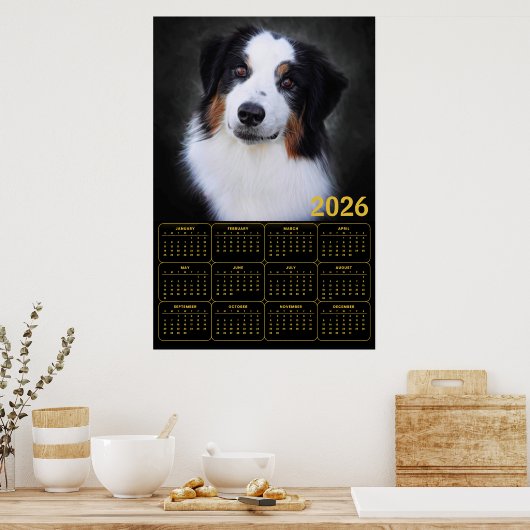 2026 Australian Shepherd Calendar Poster (Keuken)