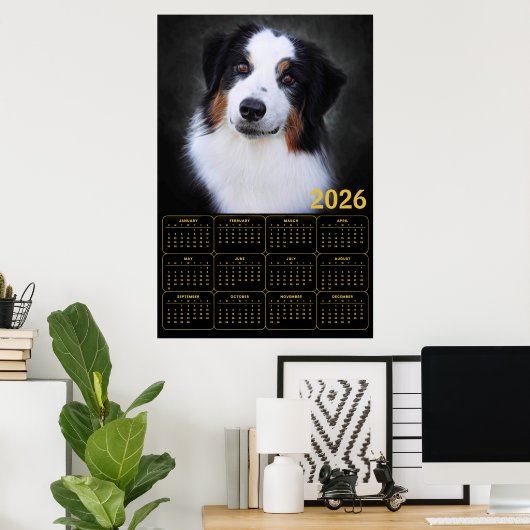 2026 Australian Shepherd Calendar  Poster (Thuiskantoor)