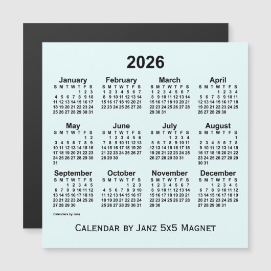 2026 Azure Calendar van Janz 5x5 Magnet (Voorkant / Achterkant)