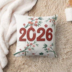 2026 Bamboenumers met Kersenbloesems Kussen