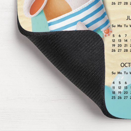 2026 Beach Dog Desk Calendar Mouse Pad Muismat (Hoek)