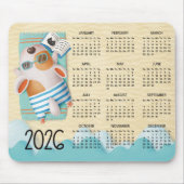 2026 Beach Dog Desk Calendar Mouse Pad Muismat (Voorkant)