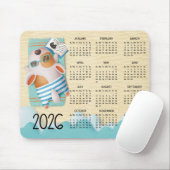 2026 Beach Dog Desk Kalender Muismat (Met muis)