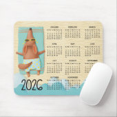 2026 Beach Dog Desk Kalender Muismat (Met muis)