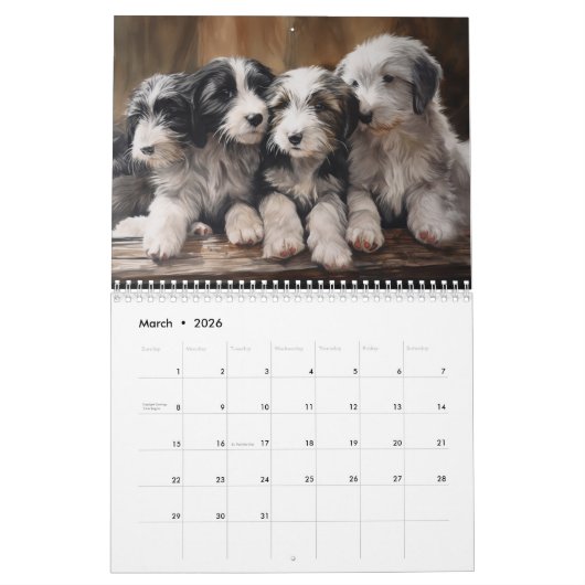 2026 Bearded Collies Kalender (Mar 2026)