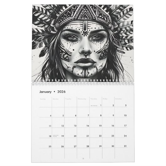 2026 Beautiful American Indian Artwork Kalender (Jan 2026)