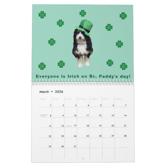 2026 Bernedoodle photo Calendar Kalender (Mar 2026)