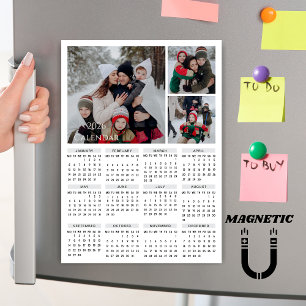 2026 Bewerkbare Kleurkalender Foto Collage Magneet