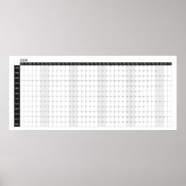 2026 Big Wall Black and White Planner  Poster