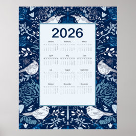 2026 Birds Calendar Poster