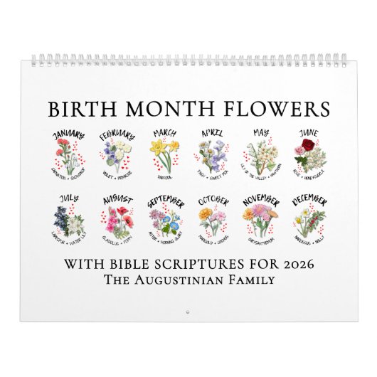 2026 BIRTH MONTH FLOWERS Christian Bible Verse Kalender (Hoes)
