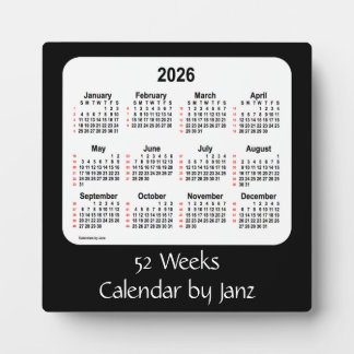 2026 Black 52 Weeks Agenda van Janz Fotoplaat