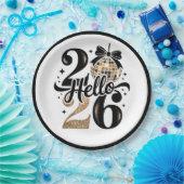 2026 Black And Gold New Year Papieren Bordje (Feest)