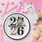 2026 Black And Gold New Year Papieren Bordje (Feest)