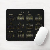 2026 Black Gold Full Year Calendar Home Office Muismat (Met muis)