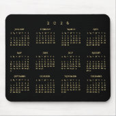2026 Black Gold Full Year Calendar Home Office Muismat (Voorkant)