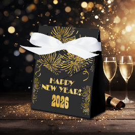 2026 Black Gold Glitter New Year's Eve Party  Bedankdoosjes