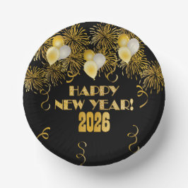 2026 Black Gold Glitter New Year's Eve Party  Papieren Kommen