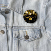 2026 Black Gold Glitter New Year's Eve Party  Ronde Button 5,7 Cm (In situ)