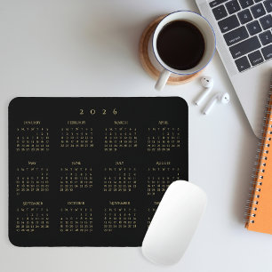2026 Black Gold Kalender voor het hele jaar voor t Muismat
