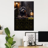 2026 Black Goldendoodle Calendar Poster (Thuiskantoor)