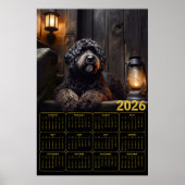 2026 Black Goldendoodle Calendar Poster (Voorkant)