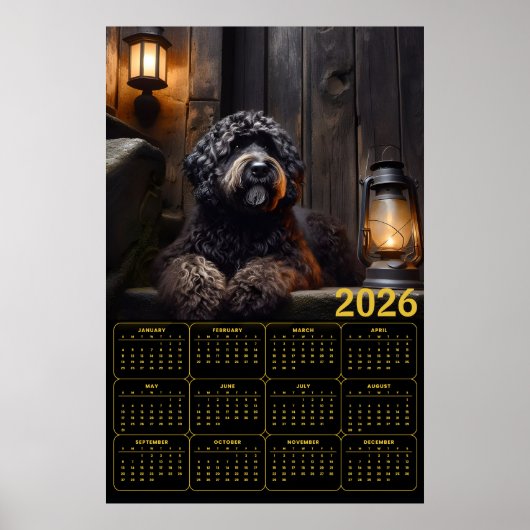 2026 Black Goldendoodle Calendar Poster (Voorkant)