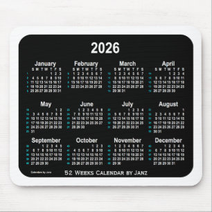 2026 Black Neon 52 weken agenda van Janz Muismat