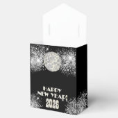 2026 Black Silver Glitter New Year's Eve Party  Bedankdoosjes (Geopend)