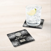2026 Black Silver Glitter New Year's Eve Party Kartonnen Onderzetters (Insitu)