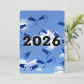 2026 Blauwe Afstudeerhoeden in de Lucht  Kaart (Staand voorkant)