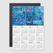 2026 Blauwe Bloemen Abstracte Magnetische Kalender (Voorkant / Achterkant)