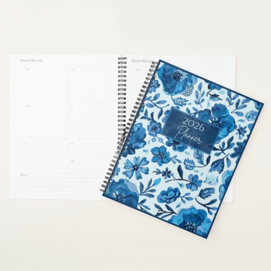 2026 Blauwe Bloemen Planner | Elegant | Botanisch  (Display)