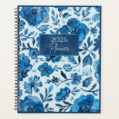 2026 Blauwe Bloemen Planner | Elegant | Botanisch  (Voorkant)