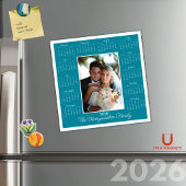 2026 Blauwgroen Magnetische Kalender Foto Vakantie