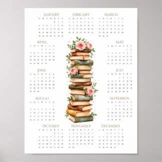 2026 Bloem Boek Liefhebber Kalender 1-pagina Muurp Poster