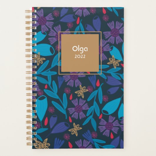 2026 bloemend moderne blauwe aangepaste planner (Voorkant)
