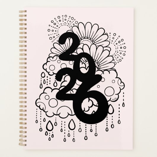 2026 Blooming After the Rain - B & W Line Art Planner (Voorkant)
